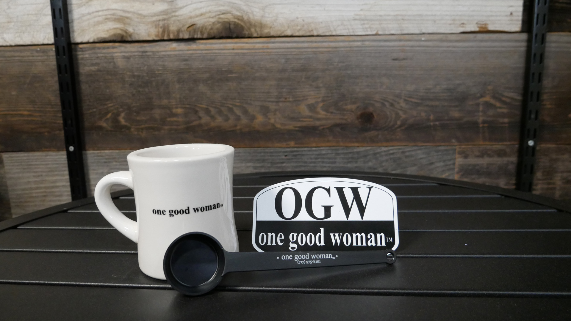one good woman car magnet, coffee scoop, mug - One Good Woman